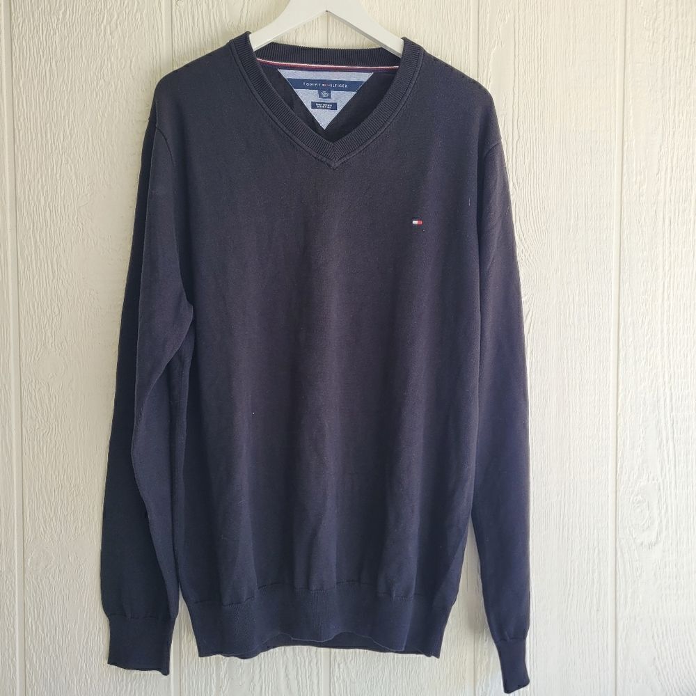 Tommy Hilfiger mens black v neck sweater